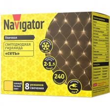 гирлянда-сетка NAVIGATOR 2х1,5м 240LED теплый белый свет гирлянда-сетка NAVIGATOR 2х1,5м 240LED теплый белый свет