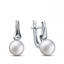 Серебряные серьги с жемчугом и родированием Серебряные серьги с жемчугом и родированием