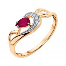 Золотое кольцо с рубином и бриллиантами Золотое кольцо с рубином и бриллиантами