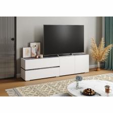 Тумба под ТВ «Аркон», 1800x370x490 мм, цвет белый / бетон тёмный Тумба под ТВ «Аркон», 1800x370x490 мм, цвет белый / бетон тёмный