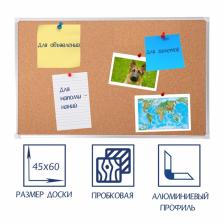 Доска пробковая А2, 45x60 см, Calligrata СТАНДАРТ, в алюминиевой рамке Доска пробковая А2, 45x60 см, Calligrata СТАНДАРТ, в алюминиевой рамке