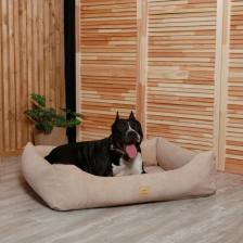 Лежанка для собак и кошек со съемным чехлом IvPetRoom Comfort L 90x70 микровелюр бежевый Лежанка для собак и кошек со съемным чехлом IvPetRoom Comfort L 90x70 микровелюр бежевый