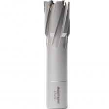 Корончатое сверло с твердосплавными зубьями (TCT) предназначено для высокоскоростного сверления отверстий большого диаметра в самых твердых материалах. Благодаря хвостовику Weldon 19 и твердосплавным напайкам, оно обеспечивает максимальную производительность и долгий срок службы при работе на магнитных сверлильных станках.Высшая прочность и износостойкость: режущая кромка оснащена напайками из карбида вольфрама (твердого сплава), что позволяет работать с самыми твердыми материалами, включая нержавеющую сталь.Максимальная эффективность: конструкция корончатого сверла обеспечивает высокую скорость резания и минимальные усилия.Надежная фиксация: хвостовик Weldon 19 гарантирует отсутствие проскальзывания под экстремальными нагрузками.Чистота обработки: обеспечивает аккуратные и точные отверстия с ровными кромками.Область применения:Сверление конструкционных и нержавеющих сталейОбработка рельсов, чугуна, цветных металлов (алюминий, латунь, олово)Широко используется в металлоконструкциях, машиностроении и при проведении монтажных работ.Для достижения максимальной производительности и продления срока службы сверла настоятельно рекомендуется использовать смазывающе-охлаждающие жидкости (СОЖ) или специальные смазочно-охлаждающие спреи и пасты во время работы.Внимание: сверление с подачей СОЖ! Штифт-выталкиватель поставляется отдельно. Корончатое сверло с твердосплавными зубьями (TCT) предназначено для высокоскоростного сверления отверстий большого диаметра в самых твердых материалах. Благодаря хвостовику Weldon 19 и твердосплавным напайкам, оно обеспечивает максимальную производительность и долгий срок службы при работе на магнитных сверлильных станках.Высшая прочность и износостойкость: режущая кромка оснащена напайками из карбида вольфрама (твердого сплава), что позволяет работать с самыми твердыми материалами, включая нержавеющую сталь.Максимальная эффективность: конструкция корончатого сверла обеспечивает высокую скорость резания и минимальные усилия.Надежная фиксация: хвостовик Weldon 19 гарантирует отсутствие проскальзывания под экстремальными нагрузками.Чистота обработки: обеспечивает аккуратные и точные отверстия с ровными кромками.Область применения:Сверление конструкционных и нержавеющих сталейОбработка рельсов, чугуна, цветных металлов (алюминий, латунь, олово)Широко используется в металлоконструкциях, машиностроении и при проведении монтажных работ.Для достижения максимальной производительности и продления срока службы сверла настоятельно рекомендуется использовать смазывающе-охлаждающие жидкости (СОЖ) или специальные смазочно-охлаждающие спреи и пасты во время работы.Внимание: сверление с подачей СОЖ! Штифт-выталкиватель поставляется отдельно.