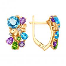 Серьги SOKOLOV из золота с миксом камней 722523 Серьги SOKOLOV из золота с миксом камней 722523