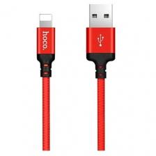 Кабель hoco. Кабель в тканевой оплетке USB - Lightning Hoco X14 Times Speed, площадь сечения 0.2 кв. мм, длина 2 м, 1 шт., красный/черный Кабель hoco. Кабель в тканевой оплетке USB - Lightning Hoco X14 Times Speed, площадь сечения 0.2 кв. мм, длина 2 м, 1 шт., красный/черный