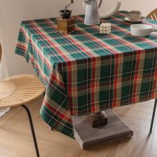 Рождественская клетчатая скатерть, красный, зеленый, полиэстер/хлопок Рождественская клетчатая скатерть, красный, зеленый, полиэстер/хлопок