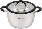 Кастрюля Daniks Орландо GS-01435-22CA нерж крышка стекло 5 л индукц Кастрюля Daniks Орландо GS-01435-22CA нерж крышка стекло 5 л индукц
