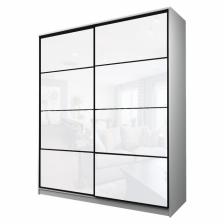 Шкаф - купе Max-МШ-23-6-20/2-22, 2000x600x2300 мм, цвет белый шагрень/стекло белое Шкаф - купе Max-МШ-23-6-20/2-22, 2000x600x2300 мм, цвет белый шагрень/стекло белое