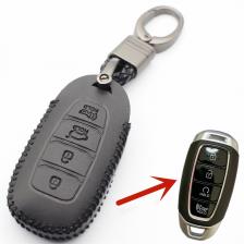 Чехол FLYBETTER из натуральной кожи с 4 кнопками для смарт-ключа для Hyundai Santa Fe TM/Palisade/Grandeur/Azera/Elantra GT/Kona L536 Чехол FLYBETTER из натуральной кожи с 4 кнопками для смарт-ключа для Hyundai Santa Fe TM/Palisade/Grandeur/Azera/Elantra GT/Kona L536