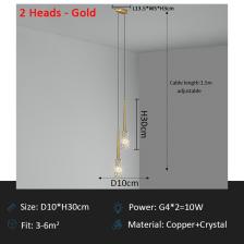 Подвесные светильники ZCTOP, медные, хрустальные, теплый белый свет Подвесные светильники ZCTOP, медные, хрустальные, теплый белый свет