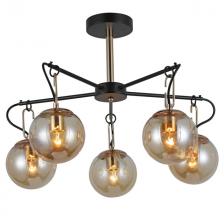 люстра потолочная SCHAFFNER Posizioni E27 5х60Вт стекло металл чёрный золото люстра потолочная SCHAFFNER Posizioni E27 5х60Вт стекло металл чёрный золото