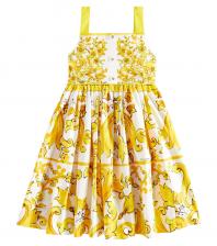 Платье из хлопкового поплина с майоликой Dolce&Gabbana Kids, Mix Maiolica Giallo Платье из хлопкового поплина с майоликой Dolce&Gabbana Kids, Mix Maiolica Giallo
