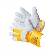 Спилковые комбинированные перчатки. Сшиты из спилка КРС серого цвета и плотной золотистой ткани, прошиты прочными нитями. Дополнительные накладки в районе ногтевых пластин и костяшек тыльной стороны ладони защищают эти места от травм.Для утепления используется подклад из мягкого и плотного искусственного меха "эффект не стриженной овчины" белого цвета.Прорезиненный манжет-крага надежно защищает запястья от внешних повреждений. Спилок высокого качества, плотный, мягкий, устойчивый к истиранию и порезам.Защита от пониженных температур в I-II, III, IV климатических поясах (сертификат)Сертификат соответствия № RU C-CN.АЖ58.В.00030/19ТР ТС 019/2011, ГОСТ 12.4.252-2013Защитные свойства - Ми, Мп, ТнПолная длина - 27 смВес пары - 235 граммТолщина спилка - 1,2 - 1,4 мм, класс А Спилковые комбинированные перчатки. Сшиты из спилка КРС серого цвета и плотной золотистой ткани, прошиты прочными нитями. Дополнительные накладки в районе ногтевых пластин и костяшек тыльной стороны ладони защищают эти места от травм.Для утепления используется подклад из мягкого и плотного искусственного меха "эффект не стриженной овчины" белого цвета.Прорезиненный манжет-крага надежно защищает запястья от внешних повреждений. Спилок высокого качества, плотный, мягкий, устойчивый к истиранию и порезам.Защита от пониженных температур в I-II, III, IV климатических поясах (сертификат)Сертификат соответствия № RU C-CN.АЖ58.В.00030/19ТР ТС 019/2011, ГОСТ 12.4.252-2013Защитные свойства - Ми, Мп, ТнПолная длина - 27 смВес пары - 235 граммТолщина спилка - 1,2 - 1,4 мм, класс А