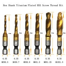 6 шт. сверла для метчиков ouliluye M3-M10 с титановым покрытием 6 шт. сверла для метчиков ouliluye M3-M10 с титановым покрытием