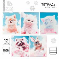 Тетрадь 12 листов в линейку, А5, на скрепке, блок №2 «Пушистики» МИКС Тетрадь 12 листов в линейку, А5, на скрепке, блок №2 «Пушистики» МИКС