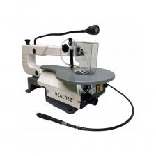 Лобзиковый станок REALREZ RWSS16F предназначен для прямой и криволинейной распиловки заготовок из древесины и пластмассы. У данной модели есть дополнительный гибкий вал с патроном, который позволяет выполнять функции сверления, шлифования, полирования. Применяется в столярных мастерских, а также в ремонтных и строительных работах.Данная модель подходит для выполнения разрезов под углом. Наличие аспирационного отверстия подразумевает возможность подключения промышленного пылесоса. Место работы подсвечивается лампой на гибкой ножке. Лобзиковый станок REALREZ RWSS16F предназначен для прямой и криволинейной распиловки заготовок из древесины и пластмассы. У данной модели есть дополнительный гибкий вал с патроном, который позволяет выполнять функции сверления, шлифования, полирования. Применяется в столярных мастерских, а также в ремонтных и строительных работах.Данная модель подходит для выполнения разрезов под углом. Наличие аспирационного отверстия подразумевает возможность подключения промышленного пылесоса. Место работы подсвечивается лампой на гибкой ножке.