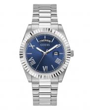 Мужской браслет из нержавеющей стали серебристого цвета, часы с календарем и датой, 42 мм GUESS Мужской браслет из нержавеющей стали серебристого цвета, часы с календарем и датой, 42 мм GUESS