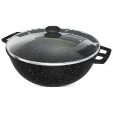 Казан НМП "Каменная" Чёрный гранит сферический со стекл. крышкой 4,5л (186845сф) Казан НМП "Каменная" Чёрный гранит сферический со стекл. крышкой 4,5л (186845сф)