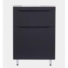 Тумба с раковиной Бергамо мини 60 напольная Люкс Plus черный антискрейч Тумба с раковиной Бергамо мини 60 напольная Люкс Plus черный антискрейч