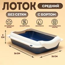 Туалет средний с бортом 36x26x9, синий/белый Туалет средний с бортом 36x26x9, синий/белый