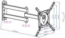 Кронштейн для телевизора Kromax DIX-14 черный 15"-42" макс.20кг настенный поворотно-выдвижной и наклонный Кронштейн для телевизора Kromax DIX-14 черный 15"-42" макс.20кг настенный поворотно-выдвижной и наклонный