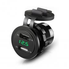 Автомобильное зарядное устройство с двумя USB-портами, 12 В-24 В, 4,2 А, автомобильный прикуриватель, быстрая зарядка для мотоцикла со светодиодным вольтметром для зарядного устройства для мобильного телефона Автомобильное зарядное устройство с двумя USB-портами, 12 В-24 В, 4,2 А, автомобильный прикуриватель, быстрая зарядка для мотоцикла со светодиодным вольтметром для зарядного устройства для мобильного телефона