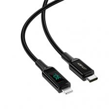 Кабель ACEFAST C6-01 USB-C to Lightning charging data cable с дисплеем, черный AF-C6-01-BK Кабель ACEFAST C6-01 USB-C to Lightning charging data cable с дисплеем, черный AF-C6-01-BK