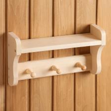 Полка настенная для бани и сауны, 34.5x9.5x20 см, деревянная, 3 крючка, «Добропаровъ» Полка настенная для бани и сауны, 34.5x9.5x20 см, деревянная, 3 крючка, «Добропаровъ»