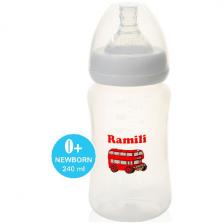 Противоколиковая бутылочка для кормления Ramili Baby 240ML, 0+, слабый поток Противоколиковая бутылочка для кормления Ramili Baby 240ML, 0+, слабый поток