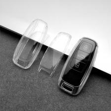 Держатель брелока из ТПУ для Audi A3 A4 B9 A6 A7 4K A8 E-tron Q5 Q8 C8 D5 SQ8, чехол для автомобильного ключа, защитные аксессуары без ключа Держатель брелока из ТПУ для Audi A3 A4 B9 A6 A7 4K A8 E-tron Q5 Q8 C8 D5 SQ8, чехол для автомобильного ключа, защитные аксессуары без ключа