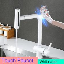 Смесители для кухонной мойки Touch on Waterfall с выдвижным смесителем для кухонной мойки с белым датчиком, сенсорный смеситель для кухонной мойки Смесители для кухонной мойки Touch on Waterfall с выдвижным смесителем для кухонной мойки с белым датчиком, сенсорный смеситель для кухонной мойки