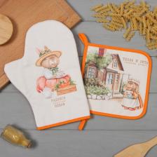 Набор кухонный «Этель. Кролики»: варежка-прихватка 20x28 см, прихватка 19x19 см,100% хлопок Набор кухонный «Этель. Кролики»: варежка-прихватка 20x28 см, прихватка 19x19 см,100% хлопок