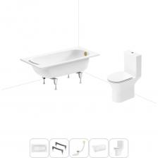 Комплексное предложение для обустройства ванной комнаты по специальной цене. Каждый элемент набора продуман и отвечает лучшим сантехническим решениям для ежедневного комфорта, максимальной гигиены и гарантирует надежный и безопасный монтаж. ВАННА ИЗ ПРЕССОВАННОЙ СТАЛИ ОТ SANITANA BLB Стальная ванна со стекловидной эмалью Europa толщиной 2,2 мм производится в длину от 105 до 170 см, шириной от 70 до 75 см. Вместительная чаша высотой 37 см обеспечивает минимальный расход воды, удобна для купания детей и взрослых. Эргономичная форма с плавным расширение купели к изголовью создает дополнительное пространство и поддерживает комфорт во время купания. Легкий изгиб торцевой стенки надежно поддерживает спину в удобном положении. Закругленный бортик деликатно обрамляет ванну по периметру и препятствует выплеску воды на пол. ПРЕИМУЩЕСТВА ВАНН ИЗ СТАЛИ Ванна из стали с трехслойной стекловидной эмалью двойного обжига не подвержена истиранию, выцветанию и воздействию ультрафиолета (испытанная устойчивость согласно ISO 28706-1, ISO 28706-2 и EN 14516), что позволяет сохранить равномерный белый цвет на протяжении длительного срока службы. Гладкая поверхность с прочными стенками демонстрирует высокую стойкость к образованию царапин и сколов, не боится воздействия чистящих средств, препятствует размножению бактерий и не впитывает запахи. Гарантийный срок на ванну из стали Europa 2,2 составляет 5 лет. При соблюдении правил эксплуатации и ухода ванна прослужит многие годы. ПРОЧНЫЕ ОПОРЫ ИЗ СТАЛИ Ванна Europa 2,2 монтируется к стене, в угол или встраивается в нишу. Оригинальные металлические ножки надежно фиксируют чашу и равномерно распределяют динамическую нагрузку до 300 кг. Наличие регулировок на каждой опоре нивелирует незначительные перепады уровня пола и обеспечивает удобство установки на различных поверхностях. КОМПАКТНЫЙ СИФОН С ПОВЫШЕННОЙ ФУНКЦИОНАЛЬНОСТЬЮ Автоматический слив-перелив Useful Extras от Wellsee с донным клапаном click-clack и съемной накладкой на перелив изготовлен из полипропилена повышенной прочности и высокой термической устойчивостью, неуязвим к воздействию агрессивных химических средств. Накладка на перелив и крышка донного клапана выполнены из латуни, отличаются высокой износостойкостью и не подвержены коррозии. Благодаря системе click-clack управлять наполнением ванны или оттоком воды просто и удобно: всего лишь одно нажатие на крышку донного клапана рукой или ногой. Функция верхней очистки позволяет с легкостью устранять возможные засоры, а усовершенствованный плоский гидрозатвор служит барьером для неприятных канализационных газов и занимает минимум места под ванной. ПОДГОЛОВНИК НА ВАКУУМНЫХ ПРИСОСКАХ Полиуретановый подголовник на ванну от Wellsee — функциональное дополнение для любителей глубокой релаксации. Подушка адаптируется к анатомическим изгибам тела и исключает неприятные ощущения от контакта с твердым бортиком ванны. Термопластичный материал равномерно распределяет давление на голову, шею, плечи и снимает напряжение. Подголовник из полиуретана гипоаллергенен и безопасен для здоровья человека. Поверхность изделия не впитывает влагу и запахи, что гарантирует высокий уровень гигиены и износостойкость при продолжительном контакте с водой. Подголовник крепится на борт ванны на вакуумные присоски, надежно фиксируется и не скользит. БЕЗОБОДКОВЫЙ УНИТАЗ LAVINIA BOHO Напольный унитаз с белоснежным покрытием гармонично дополнит интерьер современного санузла или ванной комнаты. Универсальный выпуск позволяет подключать изделие к любой системе коммуникаций. Гладкая фарфоровая поверхность унитаза с открытым смывным краем и скрытым монтажным креплением не позволяют скапливаться бактериям на внутренних и внешних стенках чаши, в труднодоступных местах и облегчают очистку изделия от загрязнений. Мощный каскадно-круговой смыв очищает полностью поверхность чаши без выплеска воды на пол и стены и снижает распространение неприятных запахов. Чаша оснащена широким эргономичным сиденьем и позволяет удобно расположиться людям разного возраста и телосложения. Благодаря встроенным в петли демпферам сиденье с крышкой опускаютс Комплексное предложение для обустройства ванной комнаты по специальной цене. Каждый элемент набора продуман и отвечает лучшим сантехническим решениям для ежедневного комфорта, максимальной гигиены и гарантирует надежный и безопасный монтаж. ВАННА ИЗ ПРЕССОВАННОЙ СТАЛИ ОТ SANITANA BLB Стальная ванна со стекловидной эмалью Europa толщиной 2,2 мм производится в длину от 105 до 170 см, шириной от 70 до 75 см. Вместительная чаша высотой 37 см обеспечивает минимальный расход воды, удобна для купания детей и взрослых. Эргономичная форма с плавным расширение купели к изголовью создает дополнительное пространство и поддерживает комфорт во время купания. Легкий изгиб торцевой стенки надежно поддерживает спину в удобном положении. Закругленный бортик деликатно обрамляет ванну по периметру и препятствует выплеску воды на пол. ПРЕИМУЩЕСТВА ВАНН ИЗ СТАЛИ Ванна из стали с трехслойной стекловидной эмалью двойного обжига не подвержена истиранию, выцветанию и воздействию ультрафиолета (испытанная устойчивость согласно ISO 28706-1, ISO 28706-2 и EN 14516), что позволяет сохранить равномерный белый цвет на протяжении длительного срока службы. Гладкая поверхность с прочными стенками демонстрирует высокую стойкость к образованию царапин и сколов, не боится воздействия чистящих средств, препятствует размножению бактерий и не впитывает запахи. Гарантийный срок на ванну из стали Europa 2,2 составляет 5 лет. При соблюдении правил эксплуатации и ухода ванна прослужит многие годы. ПРОЧНЫЕ ОПОРЫ ИЗ СТАЛИ Ванна Europa 2,2 монтируется к стене, в угол или встраивается в нишу. Оригинальные металлические ножки надежно фиксируют чашу и равномерно распределяют динамическую нагрузку до 300 кг. Наличие регулировок на каждой опоре нивелирует незначительные перепады уровня пола и обеспечивает удобство установки на различных поверхностях. КОМПАКТНЫЙ СИФОН С ПОВЫШЕННОЙ ФУНКЦИОНАЛЬНОСТЬЮ Автоматический слив-перелив Useful Extras от Wellsee с донным клапаном click-clack и съемной накладкой на перелив изготовлен из полипропилена повышенной прочности и высокой термической устойчивостью, неуязвим к воздействию агрессивных химических средств. Накладка на перелив и крышка донного клапана выполнены из латуни, отличаются высокой износостойкостью и не подвержены коррозии. Благодаря системе click-clack управлять наполнением ванны или оттоком воды просто и удобно: всего лишь одно нажатие на крышку донного клапана рукой или ногой. Функция верхней очистки позволяет с легкостью устранять возможные засоры, а усовершенствованный плоский гидрозатвор служит барьером для неприятных канализационных газов и занимает минимум места под ванной. ПОДГОЛОВНИК НА ВАКУУМНЫХ ПРИСОСКАХ Полиуретановый подголовник на ванну от Wellsee — функциональное дополнение для любителей глубокой релаксации. Подушка адаптируется к анатомическим изгибам тела и исключает неприятные ощущения от контакта с твердым бортиком ванны. Термопластичный материал равномерно распределяет давление на голову, шею, плечи и снимает напряжение. Подголовник из полиуретана гипоаллергенен и безопасен для здоровья человека. Поверхность изделия не впитывает влагу и запахи, что гарантирует высокий уровень гигиены и износостойкость при продолжительном контакте с водой. Подголовник крепится на борт ванны на вакуумные присоски, надежно фиксируется и не скользит. БЕЗОБОДКОВЫЙ УНИТАЗ LAVINIA BOHO Напольный унитаз с белоснежным покрытием гармонично дополнит интерьер современного санузла или ванной комнаты. Универсальный выпуск позволяет подключать изделие к любой системе коммуникаций. Гладкая фарфоровая поверхность унитаза с открытым смывным краем и скрытым монтажным креплением не позволяют скапливаться бактериям на внутренних и внешних стенках чаши, в труднодоступных местах и облегчают очистку изделия от загрязнений. Мощный каскадно-круговой смыв очищает полностью поверхность чаши без выплеска воды на пол и стены и снижает распространение неприятных запахов. Чаша оснащена широким эргономичным сиденьем и позволяет удобно расположиться людям разного возраста и телосложения. Благодаря встроенным в петли демпферам сиденье с крышкой опускаютс