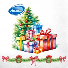 Салфетки Лилия новогодние подарки 33х33 см 2сл 20л Салфетки Лилия новогодние подарки 33х33 см 2сл 20л