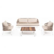 Лаунж-зона 5-местная плетеная из роупа (веревки), каркас алюминиевый белый, роуп бежевый 4SIS Милан MILS3C2TJ-4-SET biege Лаунж-зона 5-местная плетеная из роупа (веревки), каркас алюминиевый белый, роуп бежевый 4SIS Милан MILS3C2TJ-4-SET biege