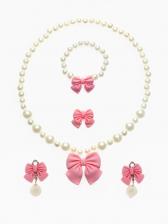 Набор детских украшений Выбражулька «Бант», 4 предмета: кулон, браслет d=6 см кольцо, клипсы, бело-розовый Набор детских украшений Выбражулька «Бант», 4 предмета: кулон, браслет d=6 см кольцо, клипсы, бело-розовый