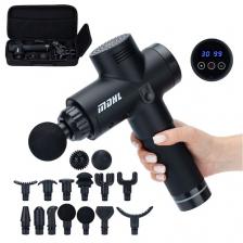 Массажер для тела MDHL Перкуссионный массажер - пистолет ударный электрический 13 насадок Массажер для тела MDHL Перкуссионный массажер - пистолет ударный электрический 13 насадок