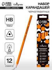 Набор карандашей чернографитных 12 штук, Calligrata Classic, заточенные, пластик, трехгранные, оранжевые Набор карандашей чернографитных 12 штук, Calligrata Classic, заточенные, пластик, трехгранные, оранжевые