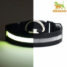 Ошейник, размер XL, ОШ 52-60x2.5 см, с подсветкой, 3 режима свечения, чёрный Ошейник, размер XL, ОШ 52-60x2.5 см, с подсветкой, 3 режима свечения, чёрный