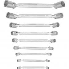 Набор 12-гранных двусторонних шарнирных ключей NORGAU NBS34-009 6x7-24x27 мм, 9 шт. 060510709 используется для ремонтных и монтажных работ. Ключи изготовлены из высококачественной хромованадиевой стали CrV, благодаря чему имеют повышенную износостойкость и защиту от коррозии. За счет высокоточной машинной обработки достигается максимальное соответствие размеру. Специальный 12-гранный профиль накидной части не повреждает крепеж и оптимально передает крутящий момент. Шарнирные ключи дают возможность вести работы в условиях ограниченного пространства, там где применение трещотки затруднительно. Методом горячей штамповки на ключ наносится логотип компании, модель ключа и его размерный ряд. Набор 12-гранных двусторонних шарнирных ключей NORGAU NBS34-009 6x7-24x27 мм, 9 шт. 060510709 используется для ремонтных и монтажных работ. Ключи изготовлены из высококачественной хромованадиевой стали CrV, благодаря чему имеют повышенную износостойкость и защиту от коррозии. За счет высокоточной машинной обработки достигается максимальное соответствие размеру. Специальный 12-гранный профиль накидной части не повреждает крепеж и оптимально передает крутящий момент. Шарнирные ключи дают возможность вести работы в условиях ограниченного пространства, там где применение трещотки затруднительно. Методом горячей штамповки на ключ наносится логотип компании, модель ключа и его размерный ряд.