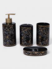 Аксессуары для ванной «Лофт», 4 предмета, дозатор 250 мл, мыльница, 2 стакана, чёрные Аксессуары для ванной «Лофт», 4 предмета, дозатор 250 мл, мыльница, 2 стакана, чёрные