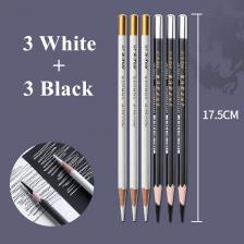 Черно-белые стандартные карандаши из дерева 6 шт. Черно-белые стандартные карандаши из дерева 6 шт.