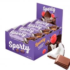 Протеиновый батончик глазированный без сахара, Кокос-шоколад, 12шт*40г, SPORTY, годен до 03.03.2026 Протеиновый батончик глазированный без сахара, Кокос-шоколад, 12шт*40г, SPORTY, годен до 03.03.2026