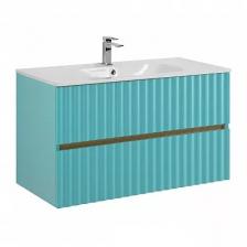 Тумба с раковиной подвесная Art&Max Elegant 100 мятная матовая, с подсветкой ручек Тумба с раковиной подвесная Art&Max Elegant 100 мятная матовая, с подсветкой ручек