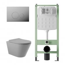 Комплект Alentori Инсталляция SITEMA, Панель смыва с круглыми кнопками, хром + Унитаз подвесной 525*360 безободковый, сиденье Soft-Close, серый матовый, форма конус ALS.SIS1101.CRC0130 Комплект Alentori Инсталляция SITEMA, Панель смыва с круглыми кнопками, хром + Унитаз подвесной 525*360 безободковый, сиденье Soft-Close, серый матовый, форма конус ALS.SIS1101.CRC0130