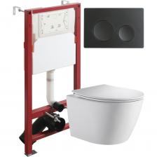 Подвесной безободковый унитаз TORNADO с инсталляцией и кнопкой смыва от немецкого бренда Orange - функциональное и эргономичное решение. Материал унитаза санфарфор отличается высокой прочностью и стойкостью к появлению пятен, что позволит сохранить первоначальный вид изделия на долгие годы использования, гарантия от производителя 25 лет. Обтекаемая форма корпуса не позволяет скапливаться пыли. Отличительная особенность данной модели - смыв Торнадо (эффект водоворота), работает максимально бесшумно и эффективно, осуществляется даже небольшим количеством воды. Безободковая модель - отсутствие недоступных областей для уборки обеспечит простой уход и отсутствие посторонних запахов. В комплекте быстросъемная крышка-сиденье с функцией плавного закрывания Soft-close, сиденье изготовлено из прочного материала - дюропласта, петли крышки-сиденья из нержавеющей стали. Скрытая система монтажа, цвет глянцевый белый. Инсталляция обеспечит минимальный уровень шума и максимальный уровень комфорта при эксплуатации. В комплект входят все необходимые крепления. Максимально допустимая нагрузка 400 кг. Объем смыва 3 и 6 литра позволяет экономить воду, снижая ее расход. Ширина рамы - 500 мм, глубина - 145/165 мм, высота - 1125/1325 мм. Материал - сталь. Кнопка смыва с механическим управлением отличается современным дизайном и гармонично дополнит интерьер. Подвесной безободковый унитаз TORNADO с инсталляцией и кнопкой смыва от немецкого бренда Orange - функциональное и эргономичное решение. Материал унитаза санфарфор отличается высокой прочностью и стойкостью к появлению пятен, что позволит сохранить первоначальный вид изделия на долгие годы использования, гарантия от производителя 25 лет. Обтекаемая форма корпуса не позволяет скапливаться пыли. Отличительная особенность данной модели - смыв Торнадо (эффект водоворота), работает максимально бесшумно и эффективно, осуществляется даже небольшим количеством воды. Безободковая модель - отсутствие недоступных областей для уборки обеспечит простой уход и отсутствие посторонних запахов. В комплекте быстросъемная крышка-сиденье с функцией плавного закрывания Soft-close, сиденье изготовлено из прочного материала - дюропласта, петли крышки-сиденья из нержавеющей стали. Скрытая система монтажа, цвет глянцевый белый. Инсталляция обеспечит минимальный уровень шума и максимальный уровень комфорта при эксплуатации. В комплект входят все необходимые крепления. Максимально допустимая нагрузка 400 кг. Объем смыва 3 и 6 литра позволяет экономить воду, снижая ее расход. Ширина рамы - 500 мм, глубина - 145/165 мм, высота - 1125/1325 мм. Материал - сталь. Кнопка смыва с механическим управлением отличается современным дизайном и гармонично дополнит интерьер.