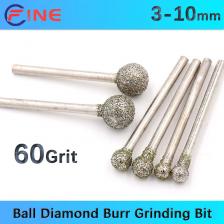 Круглый Алмазный Наконечник 3-10 мм, шлифовальное сверло с сферической головкой, Нефритовая резная модель, хвостовик для Dremel 60 Грит Круглый Алмазный Наконечник 3-10 мм, шлифовальное сверло с сферической головкой, Нефритовая резная модель, хвостовик для Dremel 60 Грит