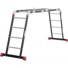Лестница-трансформер представляет собой профессиональное решение для выполнения различных задач на высоте. Изготовленная из прочного алюминия, она обеспечивает надежность и долговечность при максимальной рабочей нагрузке до 150 кг. Лестница имеет рабочую высоту 3.47 м и высоту площадки 1.47 м, что делает ее удобной для использования в различных условиях. Конструкция включает 4 секции по 5 ступеней, что позволяет адаптировать ее под нужды пользователя. В сложенном состоянии лестница занимает минимальное пространство благодаря компактным размерам 146х46х26 см, что упрощает ее хранение и транспортировку. Ширина ступеней и лестницы составляет 450 мм, обеспечивая комфорт и безопасность при работе. Лестница-трансформер представляет собой профессиональное решение для выполнения различных задач на высоте. Изготовленная из прочного алюминия, она обеспечивает надежность и долговечность при максимальной рабочей нагрузке до 150 кг. Лестница имеет рабочую высоту 3.47 м и высоту площадки 1.47 м, что делает ее удобной для использования в различных условиях. Конструкция включает 4 секции по 5 ступеней, что позволяет адаптировать ее под нужды пользователя. В сложенном состоянии лестница занимает минимальное пространство благодаря компактным размерам 146х46х26 см, что упрощает ее хранение и транспортировку. Ширина ступеней и лестницы составляет 450 мм, обеспечивая комфорт и безопасность при работе.
