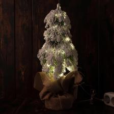 Ёлка искусственная заснеженная, с ветками вниз, с тёплым белым свечением, 8 режимов, 45 см Ёлка искусственная заснеженная, с ветками вниз, с тёплым белым свечением, 8 режимов, 45 см