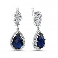Серебряные серьги с сапфирами и фианитами Серебряные серьги с сапфирами и фианитами